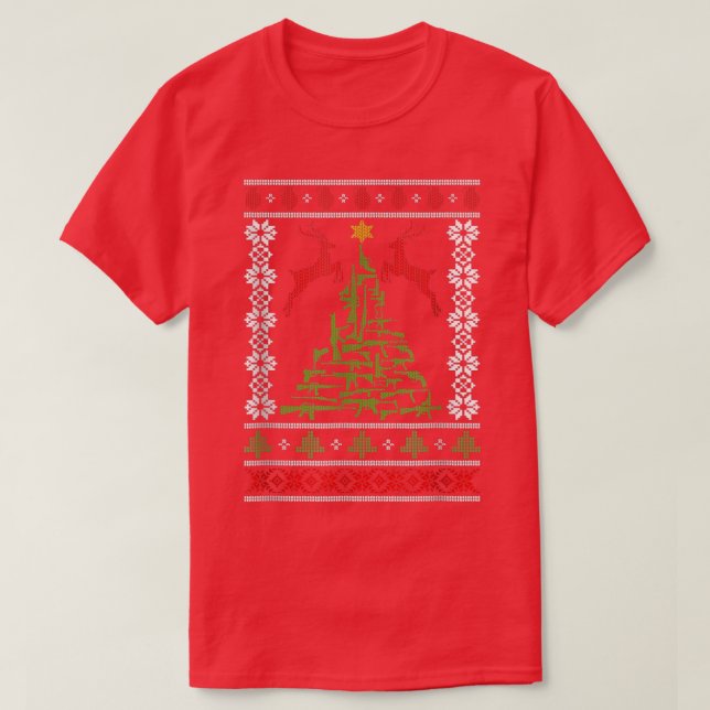 Vapen Ugly jul Sweater Milin Gun Höger 2:a T Shirt (Design framsida)