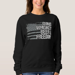 Vapen Whiskey Öl och Frihet Veteran Amerikansk Fla T Shirt