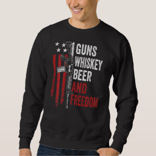 Vapen Whisky Beer och Freedom Drinking Gun på B Lång Ärmad Tröja