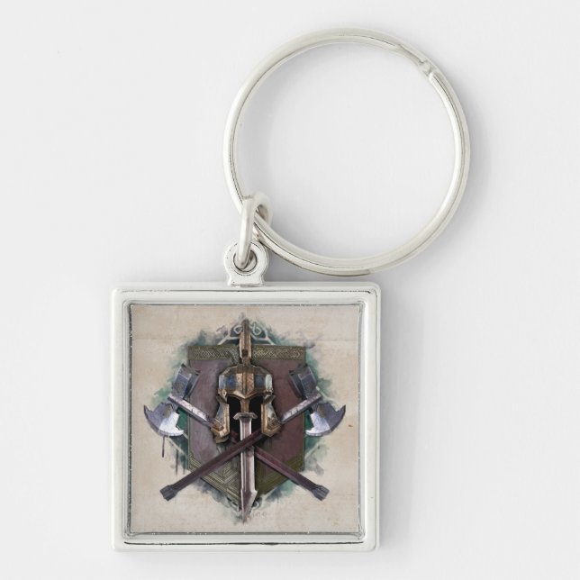 Vapenarmén Fyrkantig Silverfärgad Nyckelring (Framsidan)
