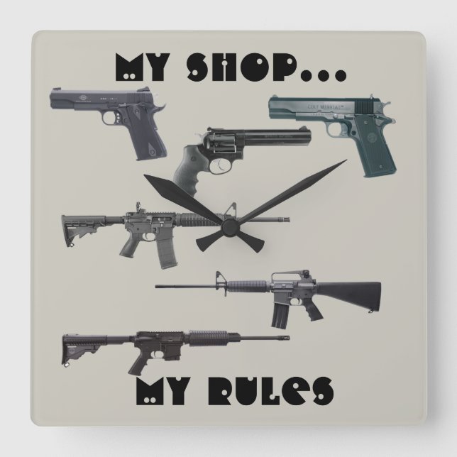 Vapenkollage Fyrkantig Klocka (Framsida)