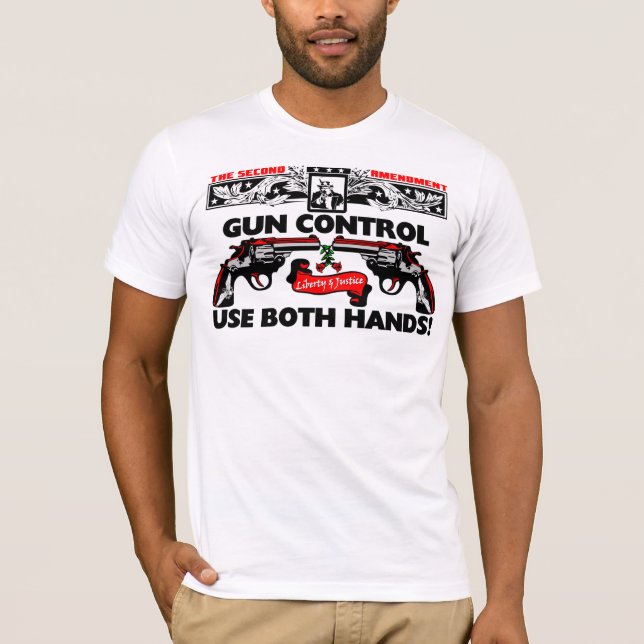 Vapenkontroll: Använd båda händer! T-shirt (Framsida)