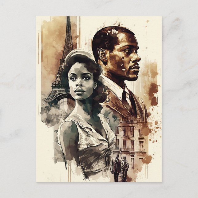 Vapenkort från 1950-talet, afrikanskt par vykort (Framsida)