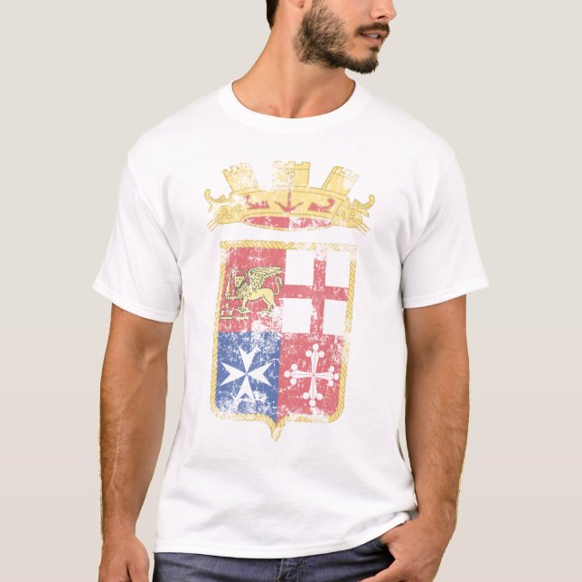 Vapensköld av den italienska skjortan för marin t t shirt (Framsida)