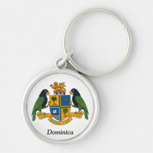 Vapensköld av Dominica Rund Silverfärgad Nyckelring