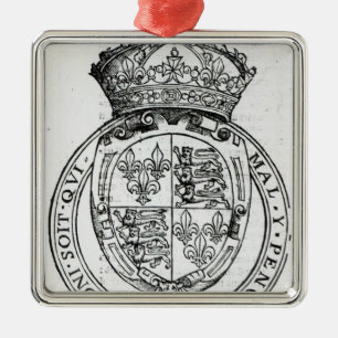 Vapensköld av drottningen Elizabeth mig Julgransprydnad Metall