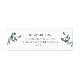 Vapensköld av eukalyptus | Enkel vattenfärg Bröllo Returadress Etikett