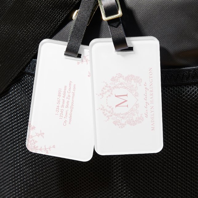 Vapensköld av klassisk  för  Rosa Blommigt Bagagebricka (Skapare uppladdad)