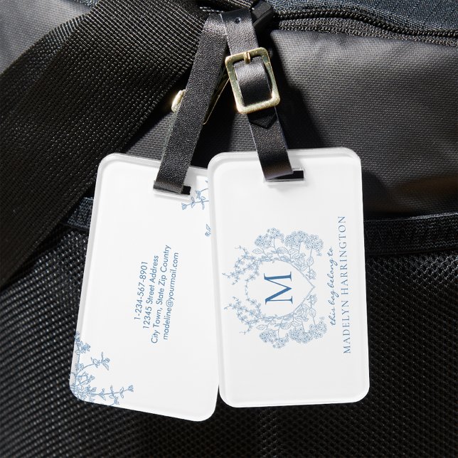 Vapensköld av klassisk Fransk, blå Blommigt Bagagebricka (Skapare uppladdad)