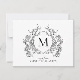 Vapensköld av klassisk svart och vit Blommigt, Mon Anteckningskort