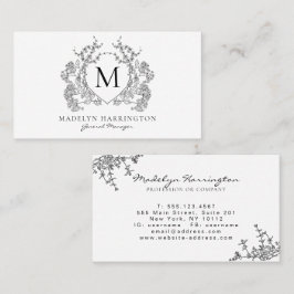 Vapensköld av klassisk svart och vit Blommigt, Mon Visitkort