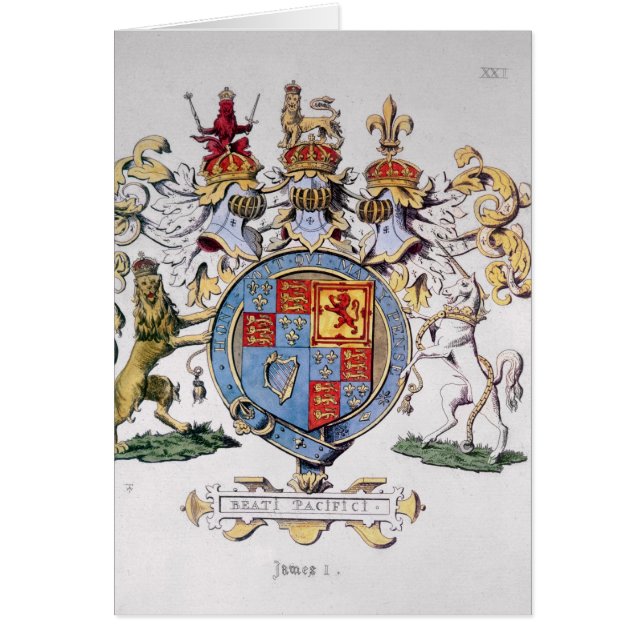 Vapensköld av kungen James mig av England Hälsningskort (Framsidan)
