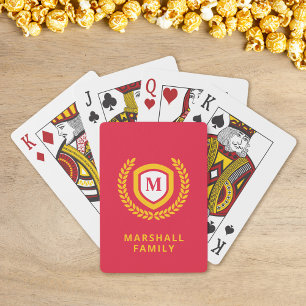 Vapensköld av Röd och Guld Monogram Logotyp Casinokort