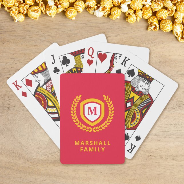 Vapensköld av Röd och Guld Monogram Logotyp Casinokort (Skapare uppladdad)