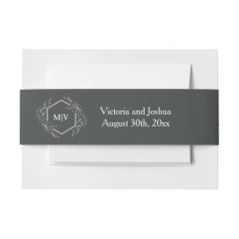 Vapensköld av träkol-Grått-monogram Band För Inbjudningskort
