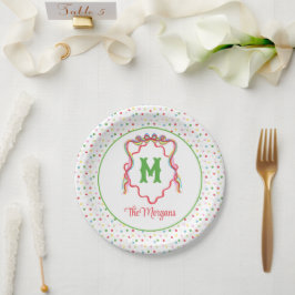 Vapensköld av vattenfärg Konfetti jul Bow Monogram
