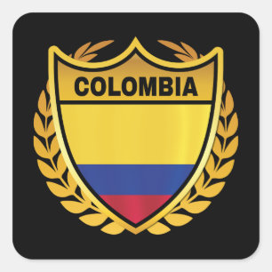 Vapensköld Badge för Colombias nationella Flagga G Fyrkantigt Klistermärke