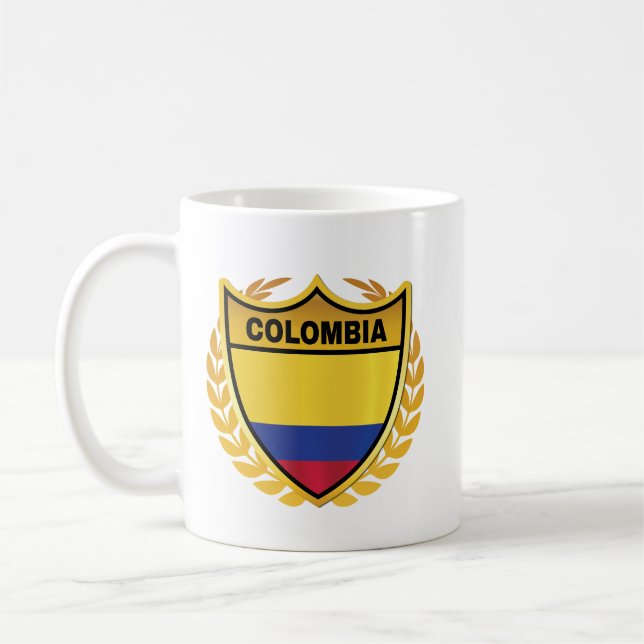 Vapensköld Badge för Colombias nationella Flagga G Kaffemugg (Vänster)