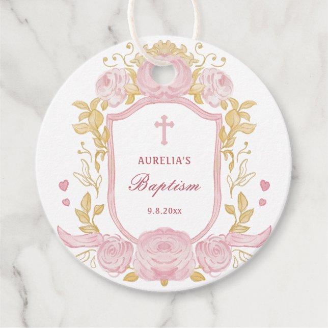 Vapensköld Baptism i vattenfärgen Ro Gåvor Etiketter (Framsida)