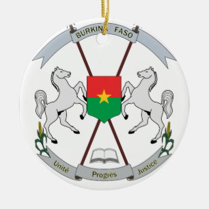 Vapensköld Burkina Faso - Armoiries Burkina Faso Julgransprydnad Keramik