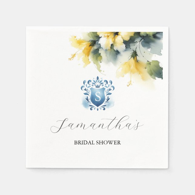 Vapensköld för Blommigt av blått och Gult Pappersservett (Framsidan)