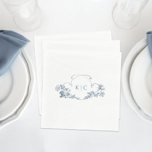 Vapensköld för Blommigt av elegant Klassisk, blå F Pappersservett