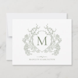 Vapensköld för Blommigt av klassisk botanisk Grönt Anteckningskort