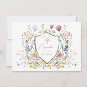 Vapensköld för Blommigt av vattenfärg i elegant B Inbjudningar