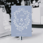 Vapensköld för Dusty Blue Elegant Fransk Blommigt Bordsnummer<br><div class="desc">Bordsnummer för vapensköld av klassisk Fransk som segrare för blå blommigt. Om du vill ha en mer avancerad anpassning av den här designen klickar du på knappen DESIGN VERKTYG ovan!</div>