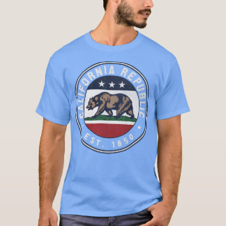 Vapensköld för Flagga Circle i trendig Kalifornien T Shirt