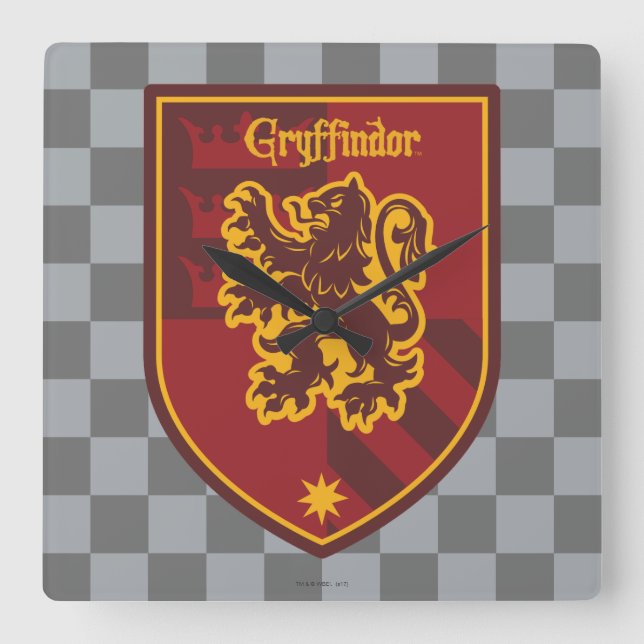 Vapensköld för Harry Potter | Gryffindor huspride Fyrkantig Klocka (Framsida)