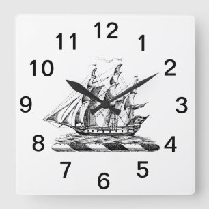 Vapensköld för Heraldic Vintage Nautical Clipper F Fyrkantig Klocka