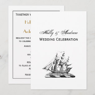 Vapensköld för Heraldic Vintage Nautical Clipper F Inbjudningar
