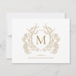 Vapensköld för klassisk Vintage Guld Blommigt, Mon Anteckningskort