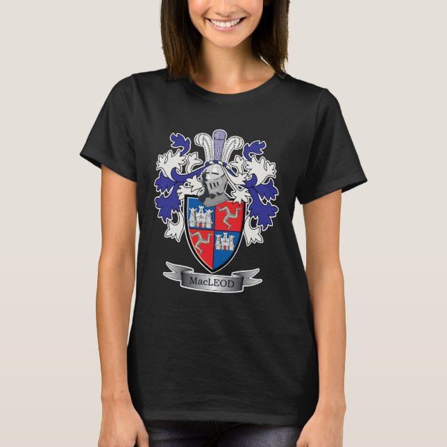 Vapensköld för MacLeod familjvapensköld Tee Shirt (Framsida)