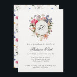 Vapensköld för målad Blommigt 50:e Födelsedagsfest Inbjudningar<br><div class="desc">Gratulerar till hennes 50-årsdag i stil med dessa inbjudningar till elegant födelsedagsfest, med en färgad vapensköld för stil blommigt och ett sofistikerat kalligrafteckensnitt. Perfekt för sommarsoirée eller trädgårdsfödelsedag skapades den här tidlösa designen med en 50-årsdag i åtanke, men kan enkelt anpassas för alla åldrar eller milstolpar. Ett förfinat och minnesvärt...</div>