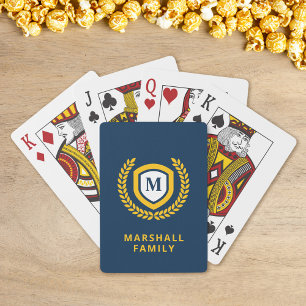 Vapensköld för marin och Guld Monogram Logotyp Casinokort