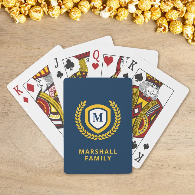 Vapensköld för marin och Guld Monogram Logotyp Casinokort (Skapare uppladdad)