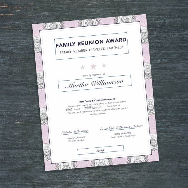 Vapensköld för Rosa av Family Reunion Travel Award (Skapare uppladdad)