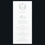 Vapensköld för Sage Grönt ReEmergency Blommigt Mon Meny<br><div class="desc">De här menykorten Monogram för Elegant Sage Grönt ReEmergency Blommigt Bröllop har en vapensköld i stil som är dekorerad med Vapensköld vintage och klassisk skriptcalligrafi.</div>
