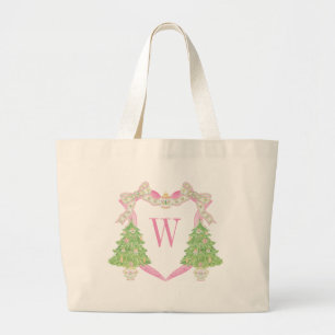 Vapensköld för vattenfärgen Rosa Julgran Monogram Jumbo Tygkasse