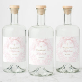 vapensköld för vattenfärgsrosa | Baptism Spritflaskor Etikett