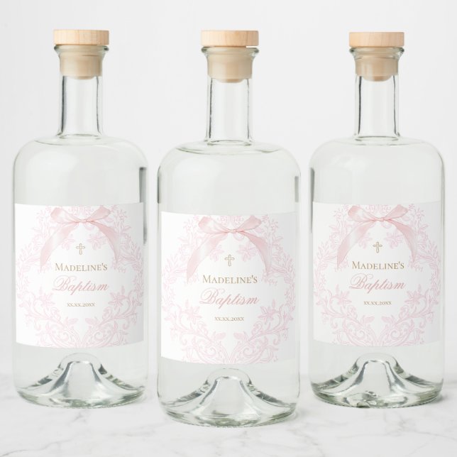 vapensköld för vattenfärgsrosa | Baptism Spritflaskor Etikett (Flaskor)