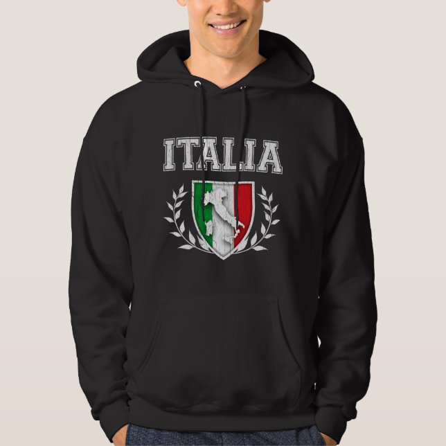 Vapensköld för vintageITALIA flagga Hoodie (Framsida)