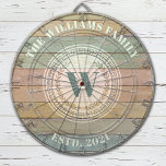Vapensköld för Vintagen i Monogram Family Namn Darttavla<br><div class="desc">En coola i monogram vapensköld ritbord med en rustik färgad träbakgrund. personlig med ditt namn och fastställt datum. Underbar för ett familjespel eller en grotta. Designad av Blackberry Boulevard.</div>