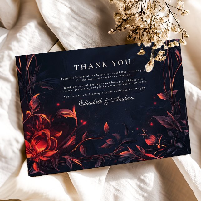 Vapensköld Monogram Art nouveau Blommigt Bröllop Tack Kort (Skapare uppladdad)