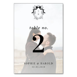 Vapensköld Monogram Faded Photo Fransk Vintage brö Bordsnummer