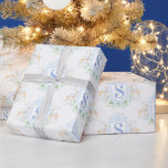 Vapensköld Monogram för Hjort vid hungerstrejk Presentpapper<br><div class="desc">Den här julklappen har en vapensköld som är utformad för hjort med en blå monogram inledning. Du kan anpassa dig med din ursprungliga version.</div>