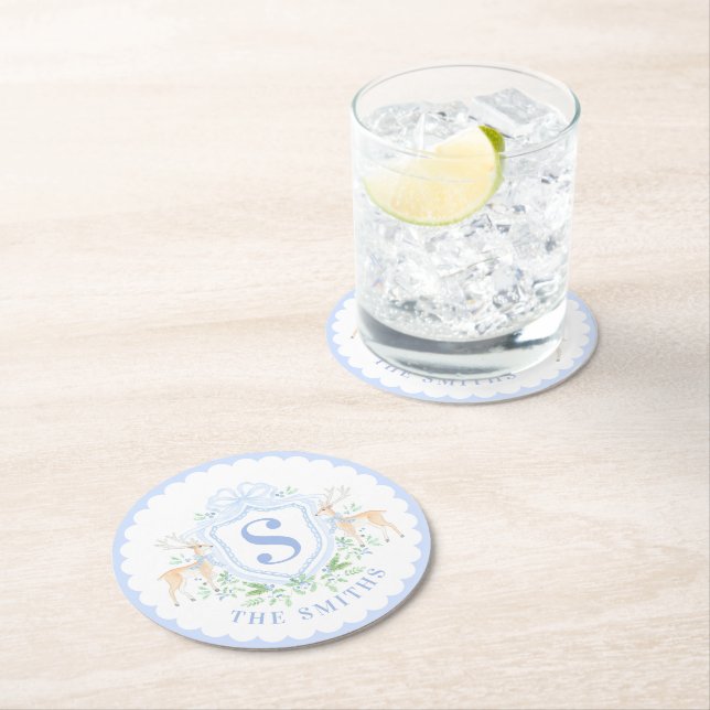 Vapensköld Monogram för Hjort vid hungerstrejk Underlägg Papper Rund (Insitu)