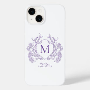 Vapensköld Monogram för klassisk botanisk violett